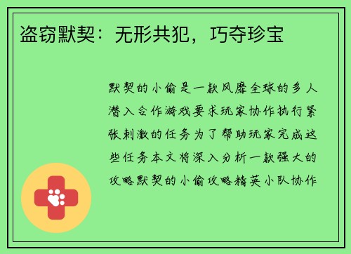 盗窃默契：无形共犯，巧夺珍宝